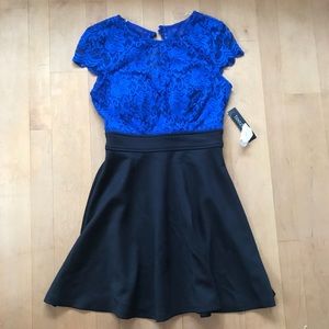 Macy’s blue lace top holiday New Year’s Eve dress